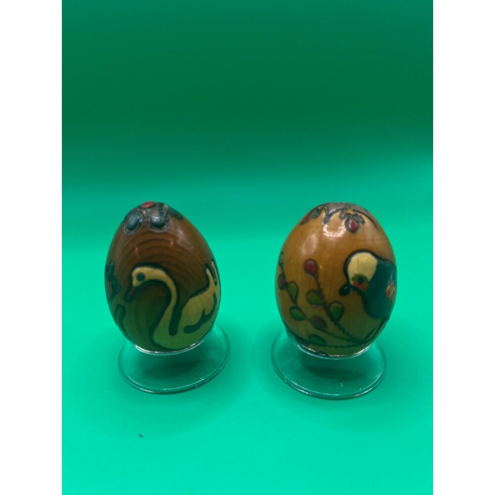 Vintage wood carved eggs